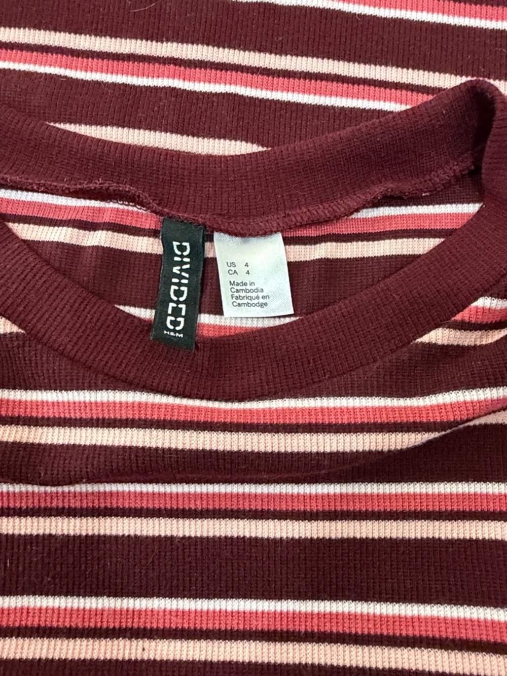 H&M Burgundy & Pink Striped Midi Dress - Picture 3 of 7